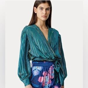 Forte Forte Italy Wrapover Shirt in Pleated Lam Tulle